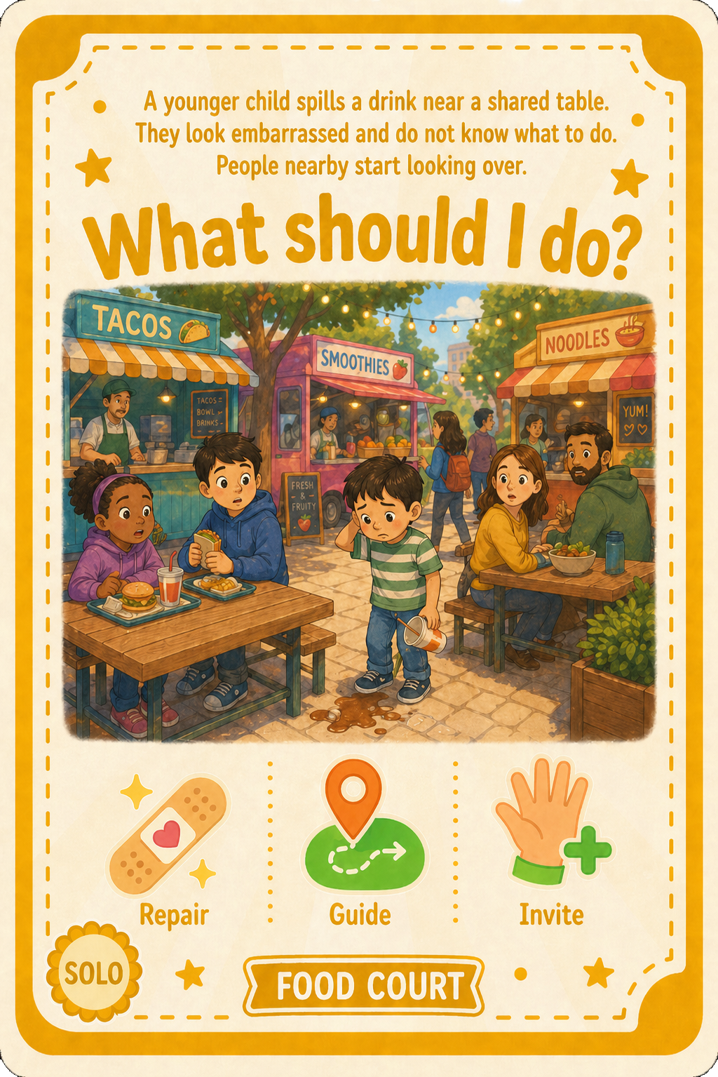Food Court solo challenge card